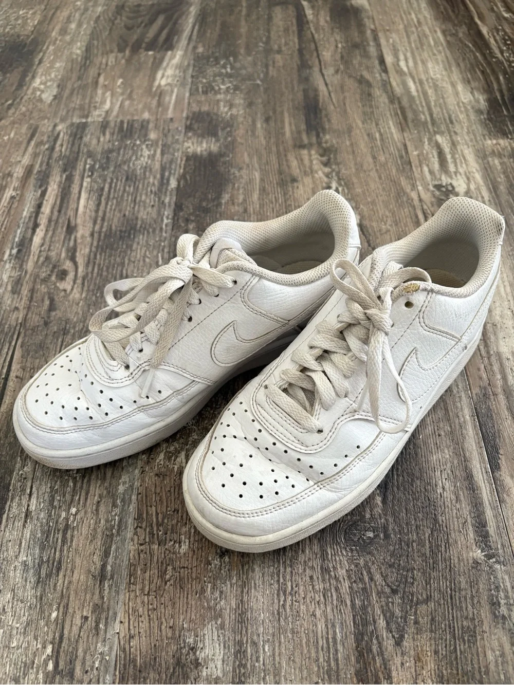 Nike Court Vision Off-White Leather Low-Top Sneakers - Picture 4 of 6